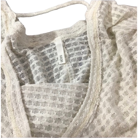 SAGE - Oversized High-Low Waffle Tunic - Cream - S - Picture 4 of 11